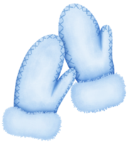 Delicate Hand Drawn Watercolor blue Glove with Whimsical and Cozy Design in Soft Tones png