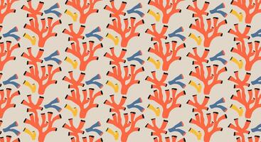 A pattern with colorful trees and birds vector