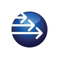 Blue Globe with Forward Arrow Icon Logo Template vector