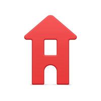 Classic red realistic countryside house with window and triangle roof Christmas tree design vector