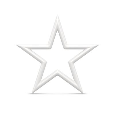 Five pointed white star 3d illustration