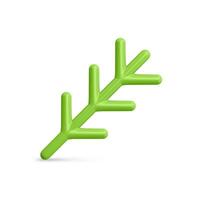 Vertical green branch with sharp needles realistic illustration vector