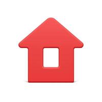Minimalist red countryside house with window and triangle roof front view Christmas bauble 3d vector