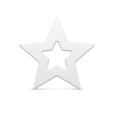 Classic white realistic five pointed star outline border metallic glossy Christmas bauble