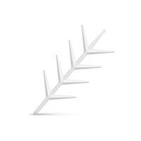 Realistic cute white vertical glossy coniferous branch with sharp needles Christmas design vector