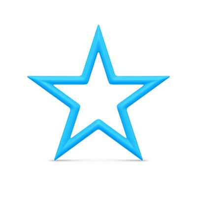 Five pointed blue star 3d illustration