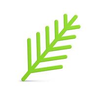 Green realistic vertical coniferous tree branch slim stick with needles 3d template vector