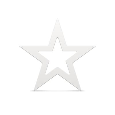 Classic white realistic five pointed star outline border metallic glossy Christmas bauble