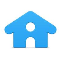 Minimalist blue countryside house with window and triangle roof front view Christmas bauble 3d vector