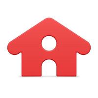 Minimalist red countryside house with window and triangle roof front view Christmas bauble 3d vector