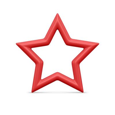 Five pointed red star 3d illustration