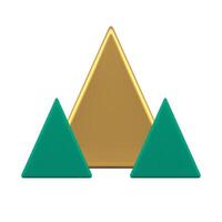 Glossy triangle pyramid composition minimalist Christmas tree modern design 3d icon vector