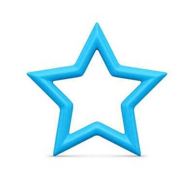 Five pointed blue star 3d illustration