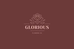 Natural rose flower with petals line art logo design template for spa illustration vector