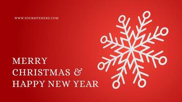 Merry Christmas and Happy New Year red festive web banner template white snowflake 3d icon vector