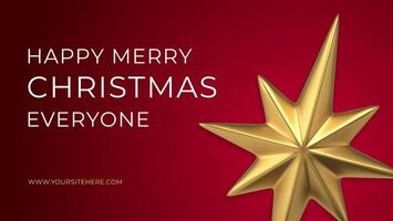 Christmas congratulations greeting red gradient web banner template realistic 3d icon vector