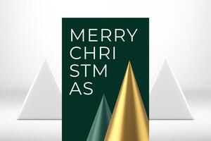 Happy New Year greeting card geometry cone shape modern design realistic 3d icon vector