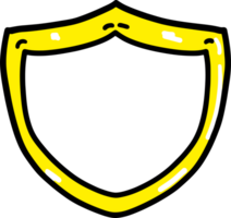 Yellow and White Shield Icon with Cartoon Style Outline - Protection, Security, and Defense Symbol png