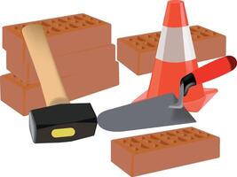 Construction site tools creating a new building vector
