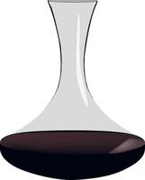 Elegant wine decanter filled with red wine on white background vector
