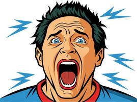 Man screaming with wide open mouth pop art retro illustration vector