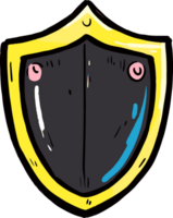 Cartoon Shield Illustration with Black Center and Yellow Border in Simple Hand-Drawn Style png