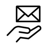 Illustration of a hand holding an envelope, symbolizing email communication and messaging services. vector