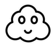 Icon of a smiling cloud, depicting a friendly weather symbol, ideal for children's themes or digital designs. Editable stroke. vector