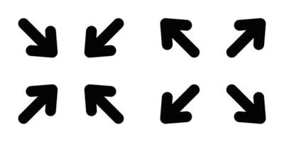 Illustration of scaling icons with arrows pointing diagonally, symbolizing resize, adjust, or expand functions. Editable stroke. vector