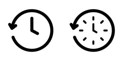 Illustration of clock icons with arrows, symbolizing time, history, or scheduling. Editable stroke. vector