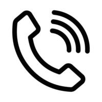 Minimalist icon of a phone call symbol with signal waves, representing communication or customer service. Editable stroke. vector