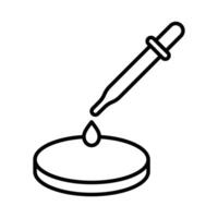 Illustration of a pipette and petri dish icon, representing laboratory, research, and scientific experiments. Editable stroke. vector