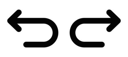 Illustration of two curved arrows pointing in opposite directions, representing undo, redo, or navigation. Editable stroke. vector
