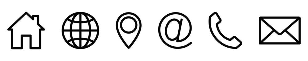 ilustración conjunto de contacto íconos incluso hogar, globo, alfiler, a firmar, teléfono, y sobre. Perfecto para web y ui diseño. editable ataque. vector