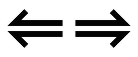 Illustration of bidirectional arrows, ideal for concepts of movement, exchange, or navigation in graphic designs. Editable stroke. vector