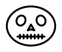 Illustration of a simple skull face icon, symbolizing danger, Halloween, and spooky themes. Editable stroke. vector