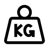 Illustration of a weight icon with KG symbol, representing mass, fitness, or heavy objects. Editable stroke. vector
