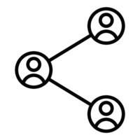 Simple icon showing connected users, representing social networking, communication, or community connections. Editable stroke. vector