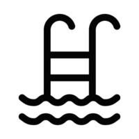 Illustration of a pool ladder icon, representing swimming pools, leisure, summer, and water activities. Editable stroke. vector