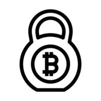 Illustration of a weight with a Bitcoin symbol, depicting cryptocurrency investment challenges or financial burden. Editable stroke. vector