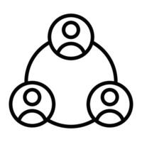 Illustration of three connected user profiles, symbolizing social connection and networking. vector