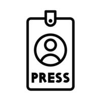 Illustration of a press badge icon, ideal for media, journalism, and event access-related designs. Editable stroke. vector