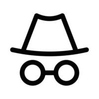 Illustration of an incognito icon, representing privacy, anonymity, or hidden mode for browsing and security themes. Editable stroke. vector