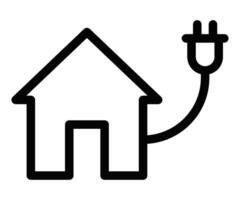 Illustration of a smart home icon with a power plug, symbolizing modern technology, automation, and energy-efficient homes. Editable stroke. vector
