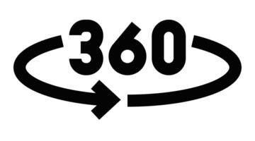 Illustration of a 360-degree view icon, symbolizing virtual tours, panoramic views, and interactive experiences. Editable stroke. vector