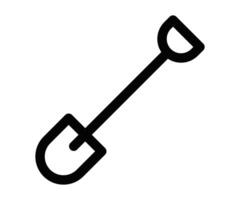 Shovel icon with a minimal outline, representing gardening or construction, perfect for landscaping or DIY themes. Editable stroke. vector