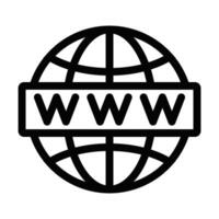 Illustration of a globe with www text, symbolizing internet, web, or global connection. Editable stroke. vector