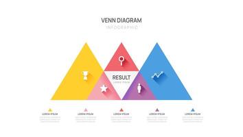 Infographic Venn diagram triangle chart template for business presentation illustration. vector