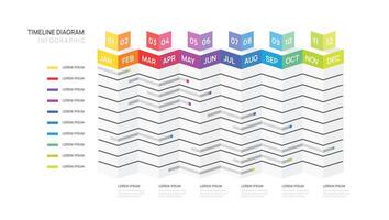 Infographic Monthly Timeline Gantt chart with table diagram template. illustration. vector