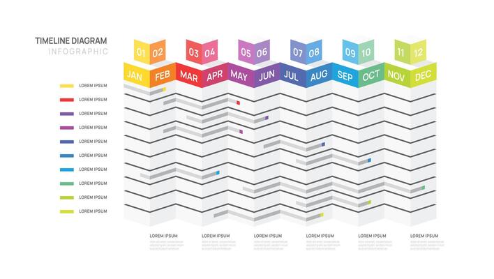 Infographic Monthly Timeline Gantt chart with table diagram template. illustration.